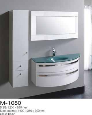 Storage Space Side MDF Bathroom Cabinets Shinning Chrome Handles Oversized