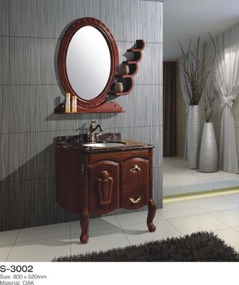 24 pulgadas vanidad del cuarto de baño de madera sólida de 48 pulgadas un lavabo de cerámica del espejo del círculo del cajón de la puerta dos