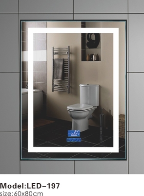 Espejo llevado tacto heated moderno del cuarto de baño con la temperatura vertical del separador de partículas exhibida