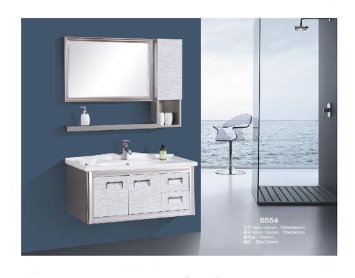 Vanidad flotante del cuarto de baño del acero inoxidable con estilo moderno de las puertas de los cajones dos