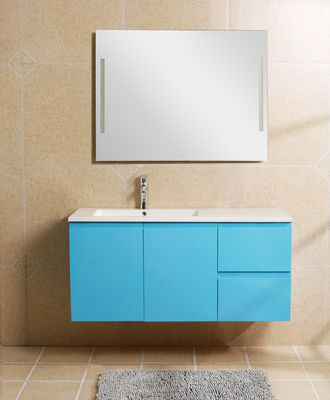 Vanidades preparadas de antemano azules del cuarto de baño del lago, fregaderos del cuarto de baño y espejo de la manija de las vanidades invisibles